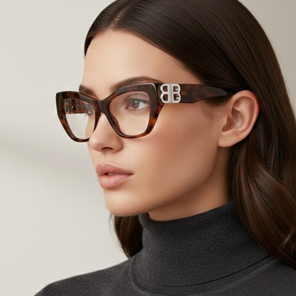 New! Balenciaga BB0312O 006 Tortoise Shell Women's Glasses, Authentic - Picture 3 of 7